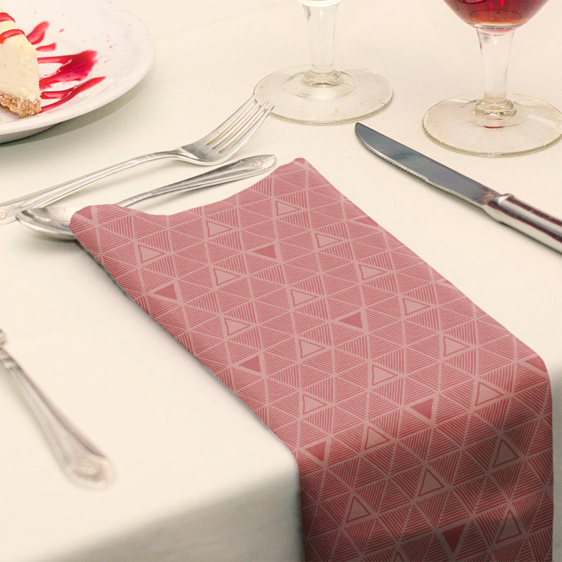 Serviette de table en coton à triangles dessinés à la main, Rouge foncé, H 0,1 po x l 22 po x P 22 po