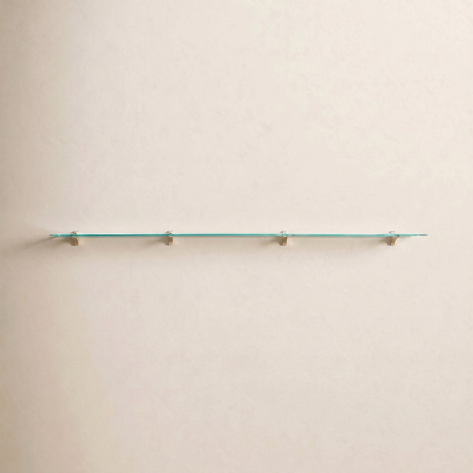 Earlham Tempered Glass Rectangular Bracket Shelf, Brass