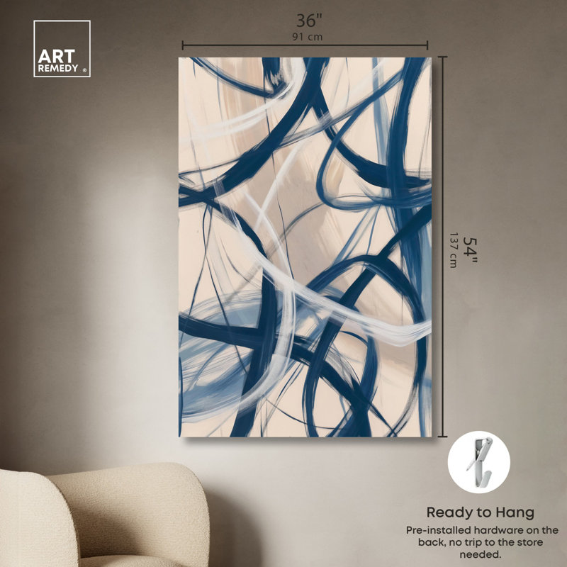 Large Blue and Beige Abstract Canvas Art