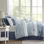 Édredon très grand 8 pièces, courtepointe bleue, 2 taies décoratives européennes, 1 coussin, pièce de fer à vapeur carrée, imprimé, rembourrage, coussins décoratifs, froissé