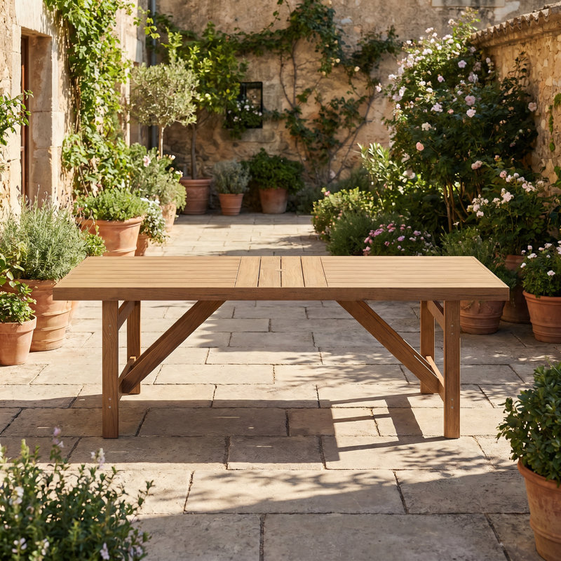 Table de salle à manger 94,5 "en PEHD avec trou pour parasol