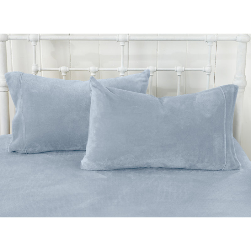 Pearl Blue Queen Velvet Plush Microfiber Sheet Set
