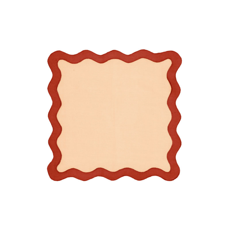 Scalloped Edge Rust and Orange Cotton Rectangular Placemat Set