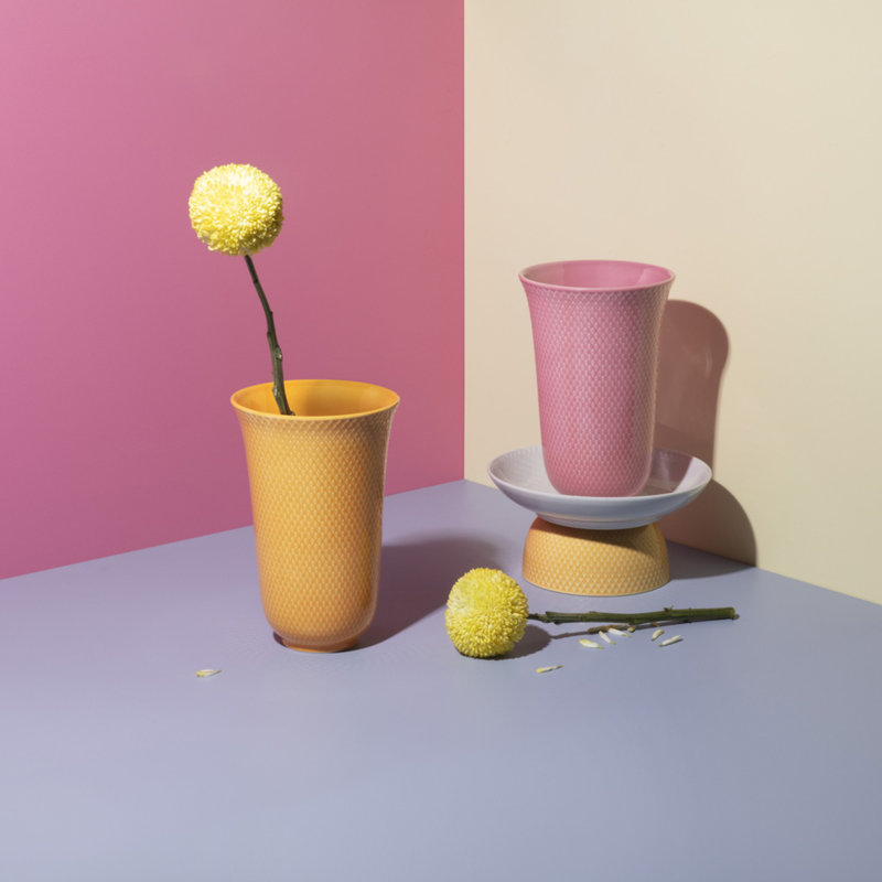 Table Vase, Yellow, 7.9" H x 5.3" W x 5.3" D