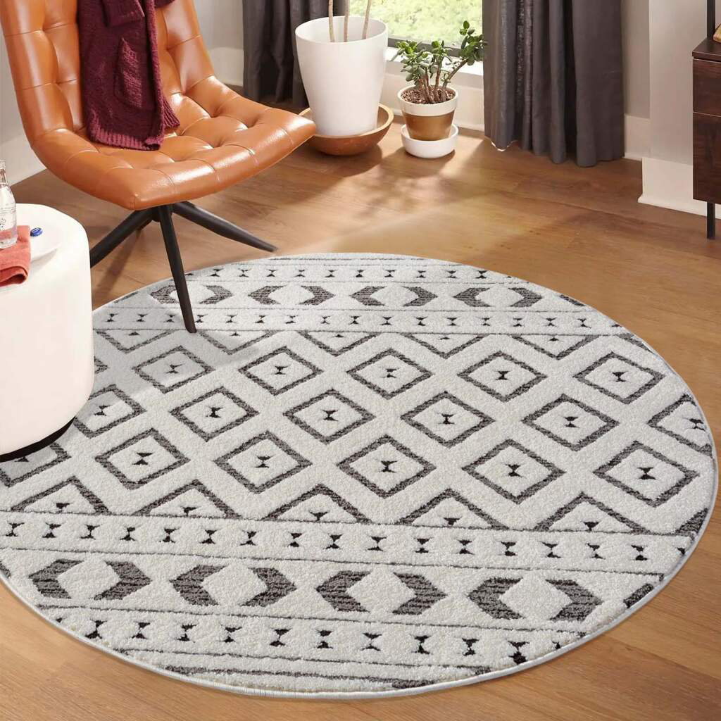 Teppich Lounge 9999 Kurzflor Grau Modern, Raute-Muster 3D-Effekt für Wohnzimmer Schlafzimmer Dollie