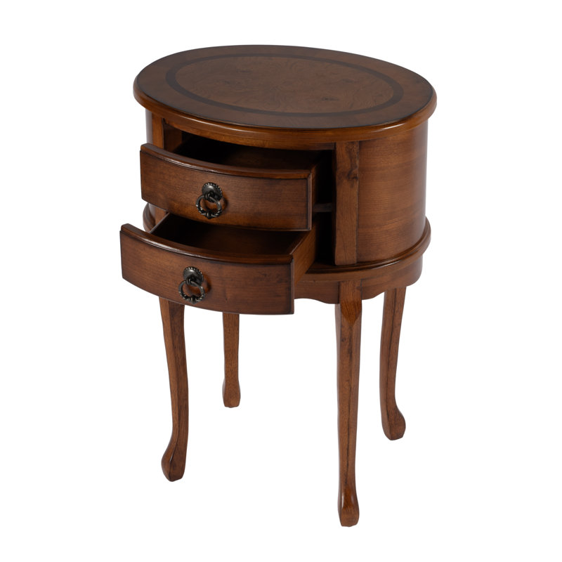  Whitley W Table d'appoint traditionnelle 2 tiroirs en bois brun moyen, Brun moyen