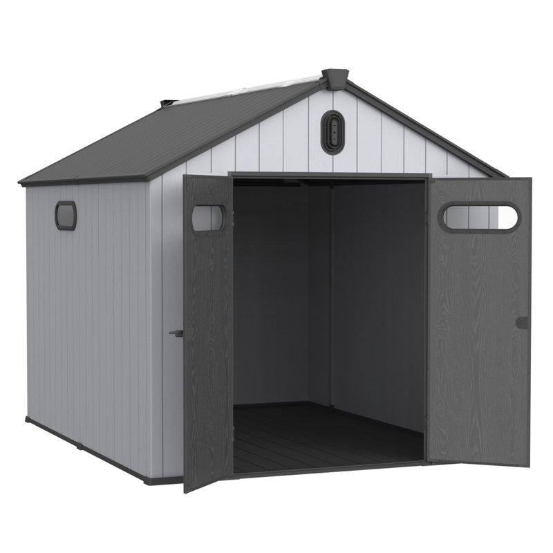 resin plastic storage shed for backyard garden big spire Tool storage, 94.1" H x 94.1" W x 118.9" D