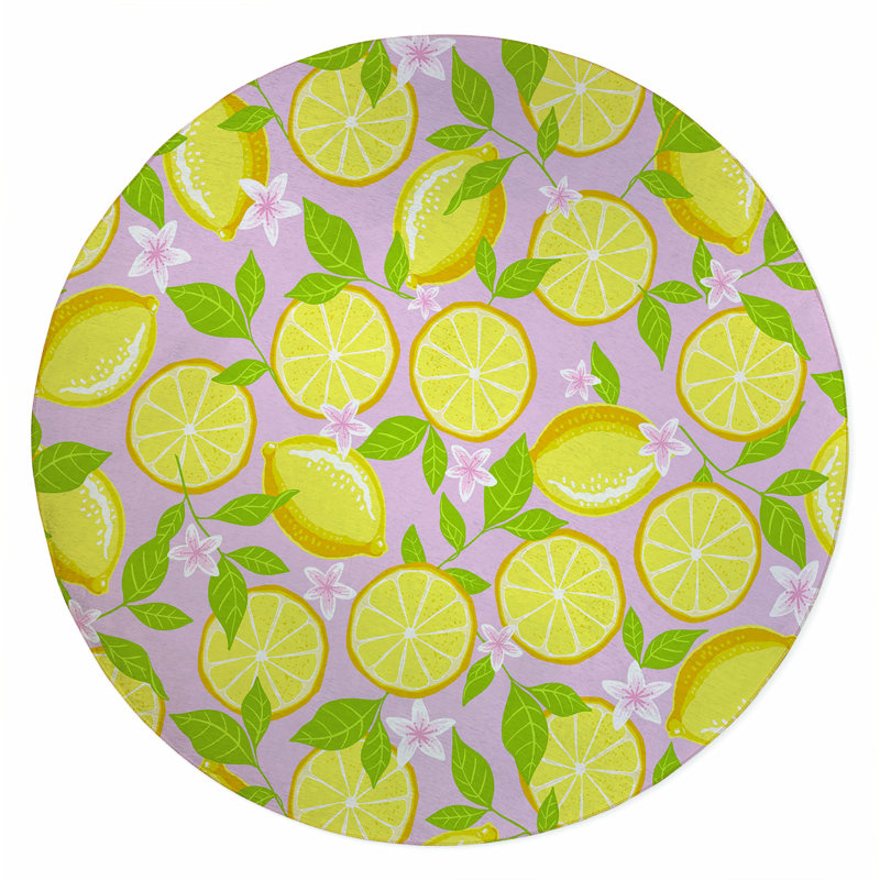Tapis d'extérieur Lemons, Rond 5 pi