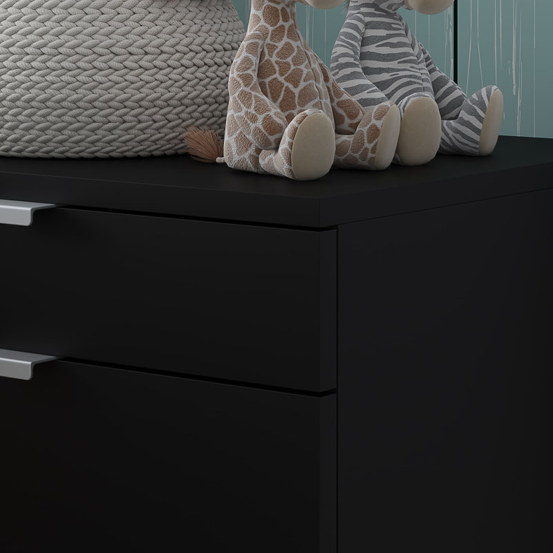 Marlyne 40cm W Manufactured Wood Bedside Table, Black