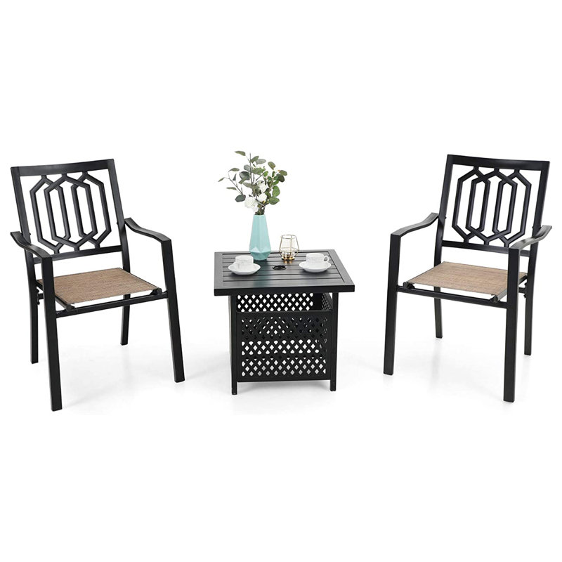 Alyah 2 - Person Patio Dining Set Umbrella Hole Included Square Table