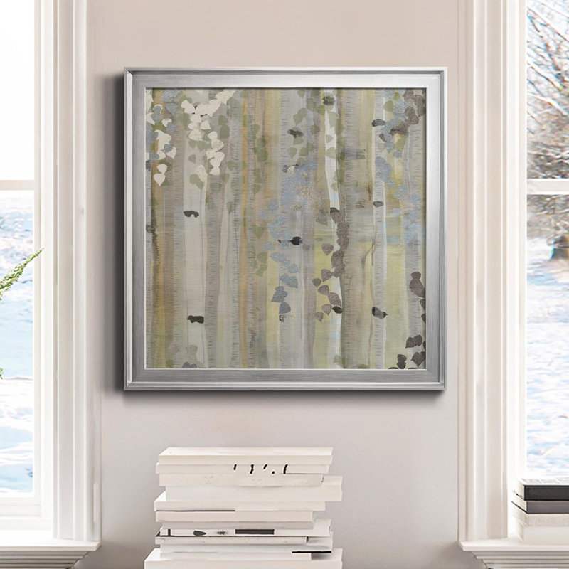 «Spring Birch Grove II», reproduction d'art sur toile encadrée, H 26,5 po x l 26,5 po x P 1,5 po, Argent