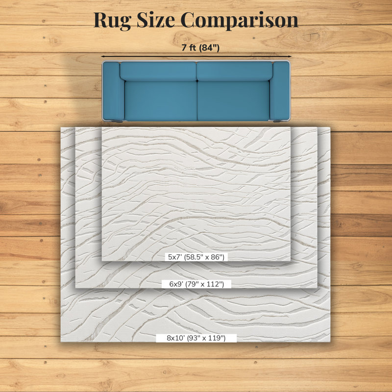 Modern Abstract Wave Area Rug, Rectangle 4'11" x 7'2"