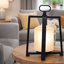 Lantern With White Glass Insert, Fir Wood And Iron Loop, 17 Inch