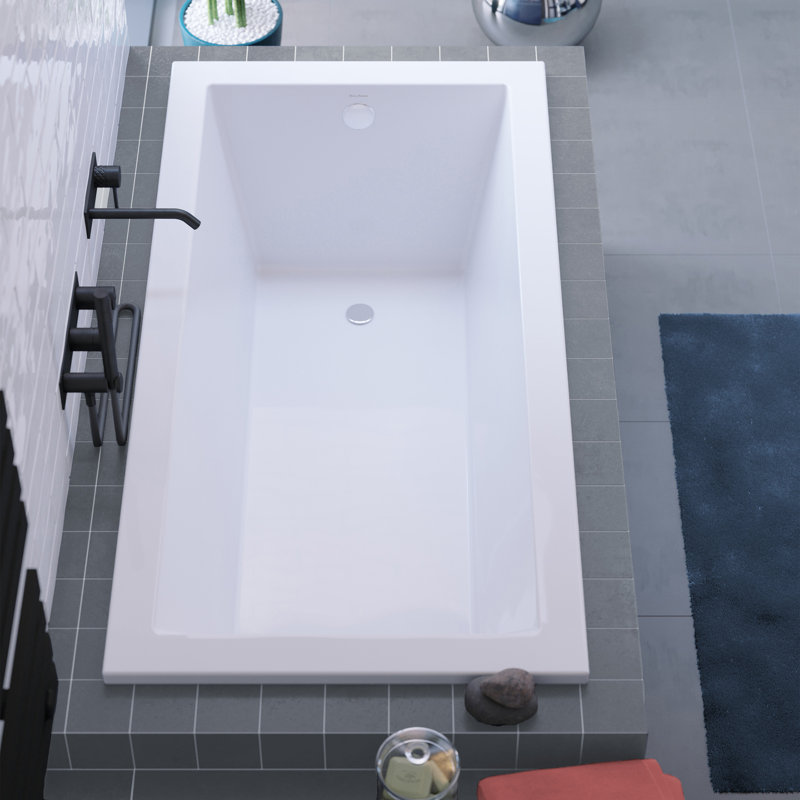 Voltaire 48" x 32" Reversible Drain Drop-In Bathtub, Glossy White