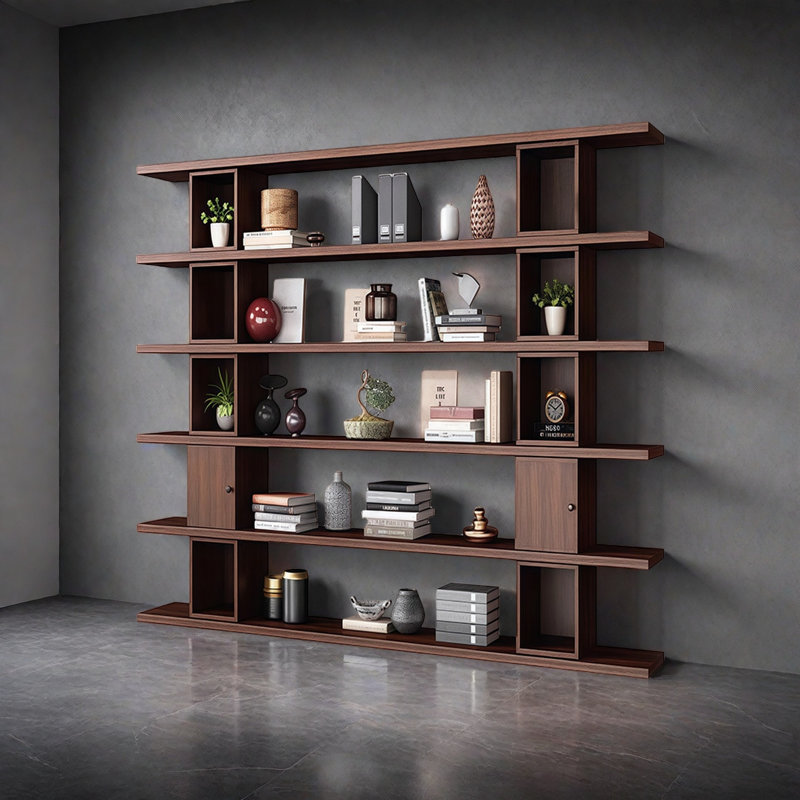 Une bibliothèque de qualité classique, (6 tablettes) H 78,7 po x l 70,8 po x P 13,7 po