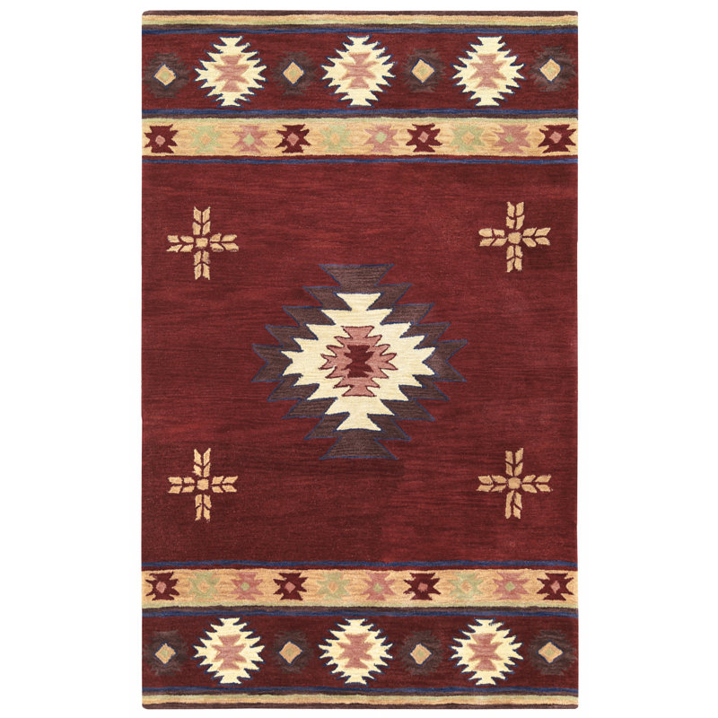 Tapis rouge / beige / brun en laine touffeté à la main Tyngsborough, Rectangle 8 pi x 10 pi