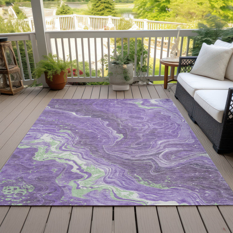 Addison Purple Abstract Washable Non-Slip 3' x 5' Rug
