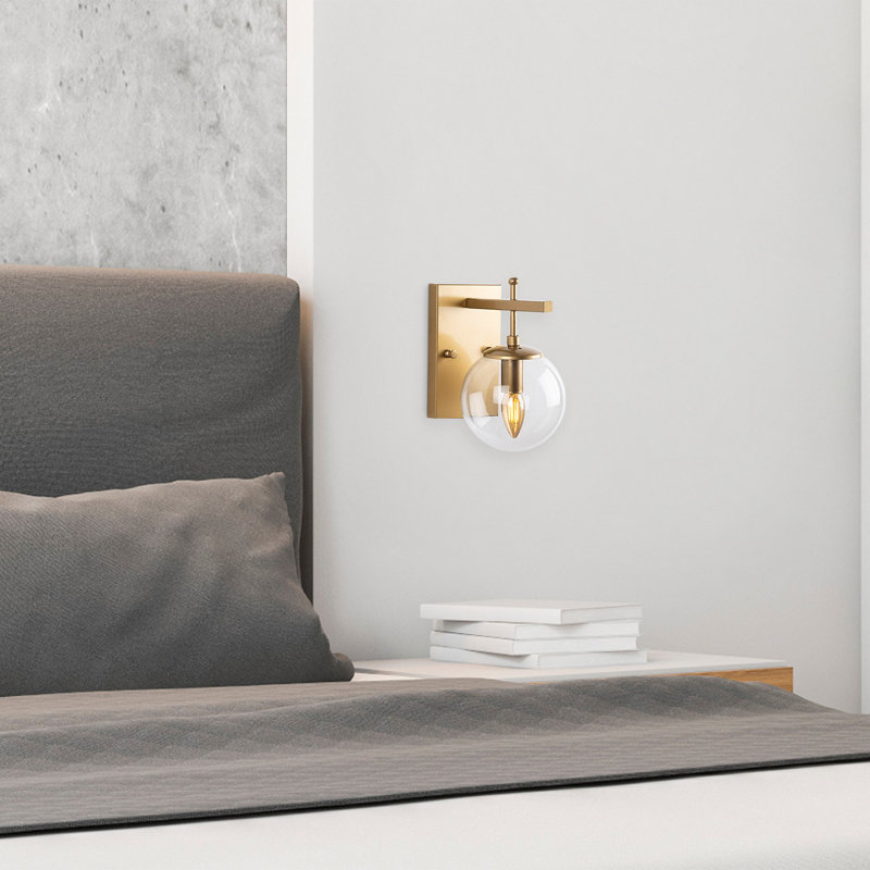 Gold Wall Lamp with Metal Body & Glass Cap, 5.9 x 7.9 x 5.9 inches | E14 Socket, Max 40W | Elegant Scandinavian Design, IP20 Rated | Perfect for Glam Home Decor & Hotel Ambiance