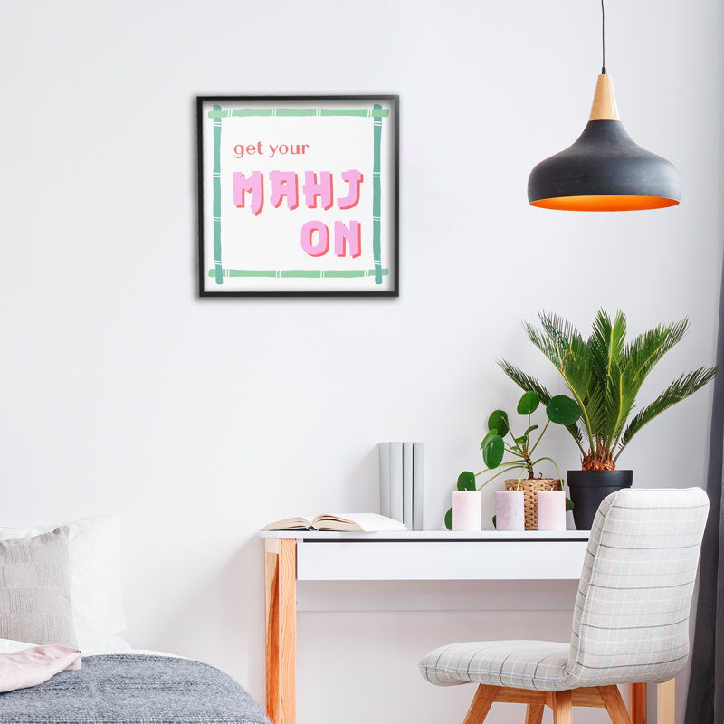 «Get Your Mahj On», dessin de Krissy Mast, Giclée encadrée noir minuit, H 12 po x l 12 po