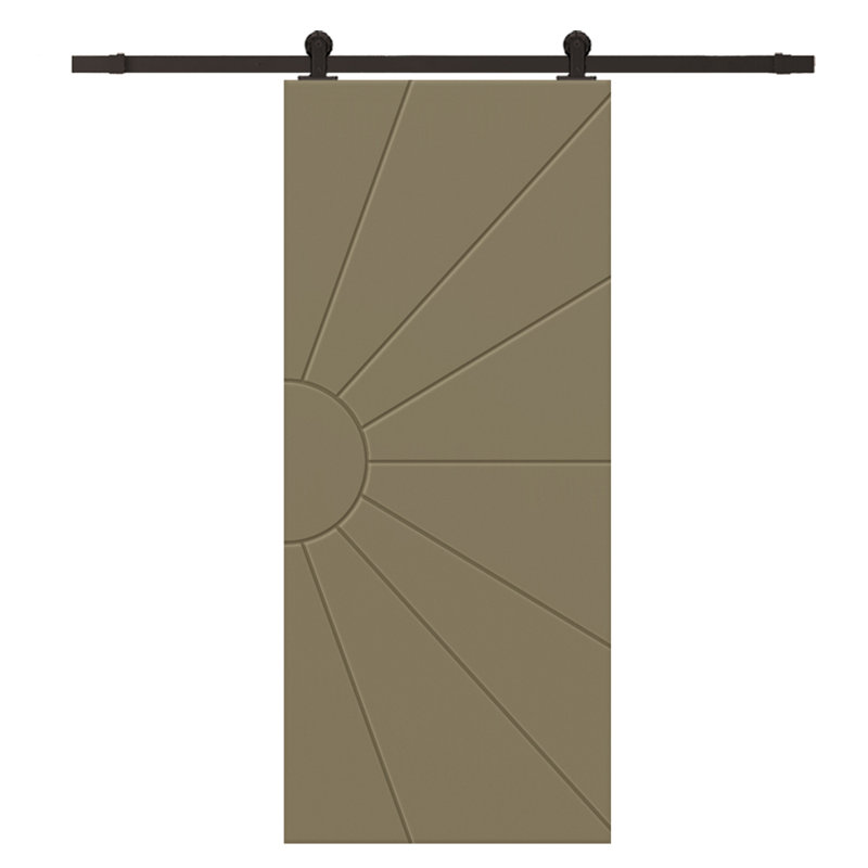 Porte de grange à panneaux et en bois manufacturé avec quincaillerie d'installation, 24 po x 84 po, Vert olive