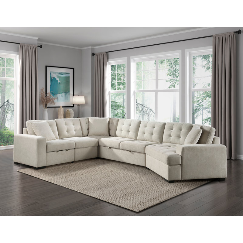 Canapé modulaire de coin symétrique Aneria, H 36,5 po x l 149 po x P 97,5 po, Chenille beige