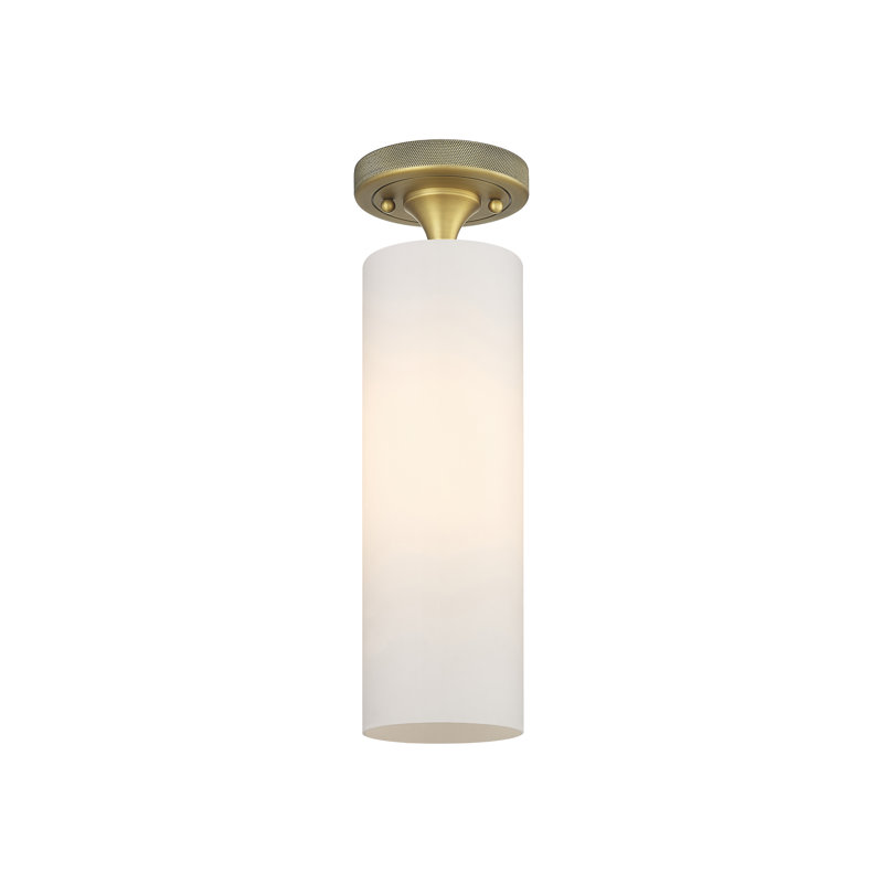Plafonnier encastré 1 lumière Crown Point, Laiton brossé, Blanc mat, H 12 po x l 3,88 po x P 3,88 po