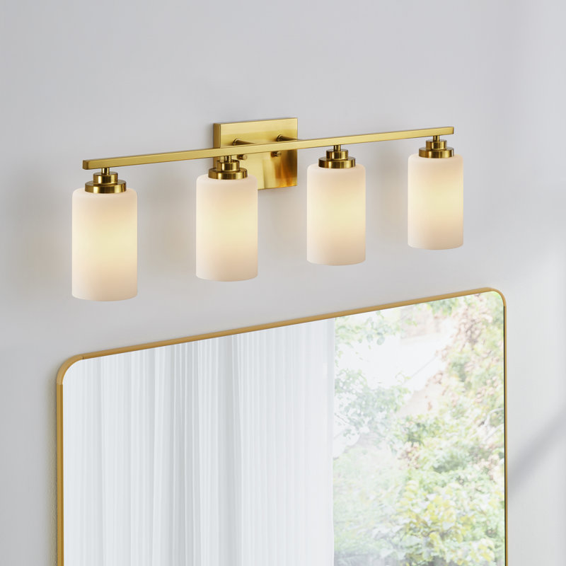 Vanity Light With Frosted White Glass, Brushed Nickel, 4