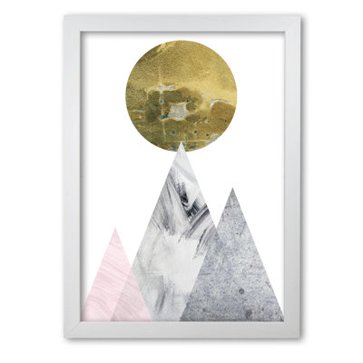 Pink And Grey Mountains Abstract - Print