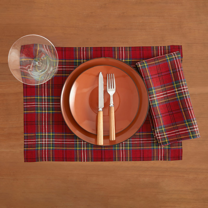 Red Tartan Plaid 100% Linen Christmas Dinner Napkins Set of 4