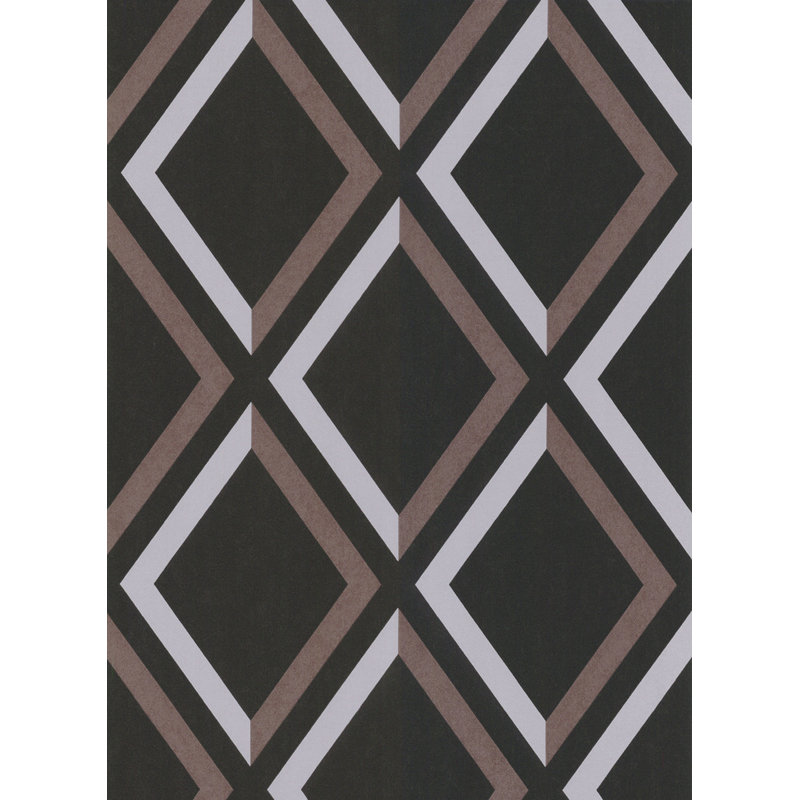 Pompeian Geometric Wallpaper Roll, Black/Brown