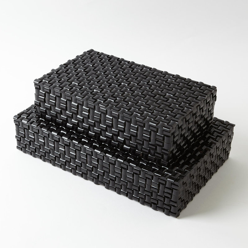 Horn Box Woven Black, 3" H x 7" W x 12" D