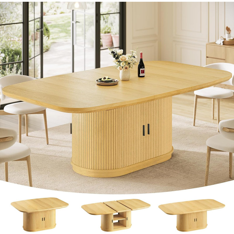 Table de salle à manger extensible 47,2 "à 63" avec armoire de rangement