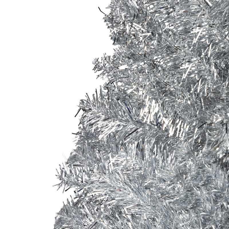 Pre-Lit Artificial Tinsel Christmas Tree - Silver, 7', Not Pre-Lit
