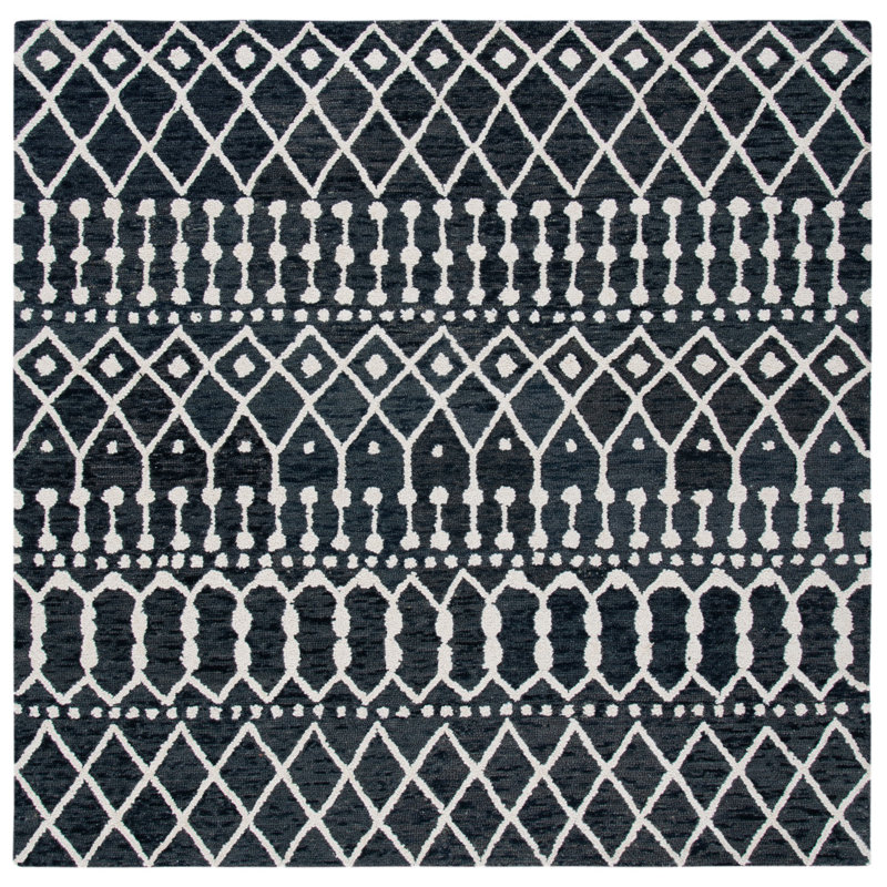 Dillard Hand Tufted Wool Geometric Rug, Square 6'