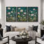 «Teal Wildflower Meadow», art de chambre à coucher, reproduction d'art sur toile encadrée-130379524-130379529
