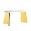 Table de salle à manger rectangulaire 63 po x 31,5 po x 30 po avec pieds en acier inoxydable doré-1327257993-1327258005