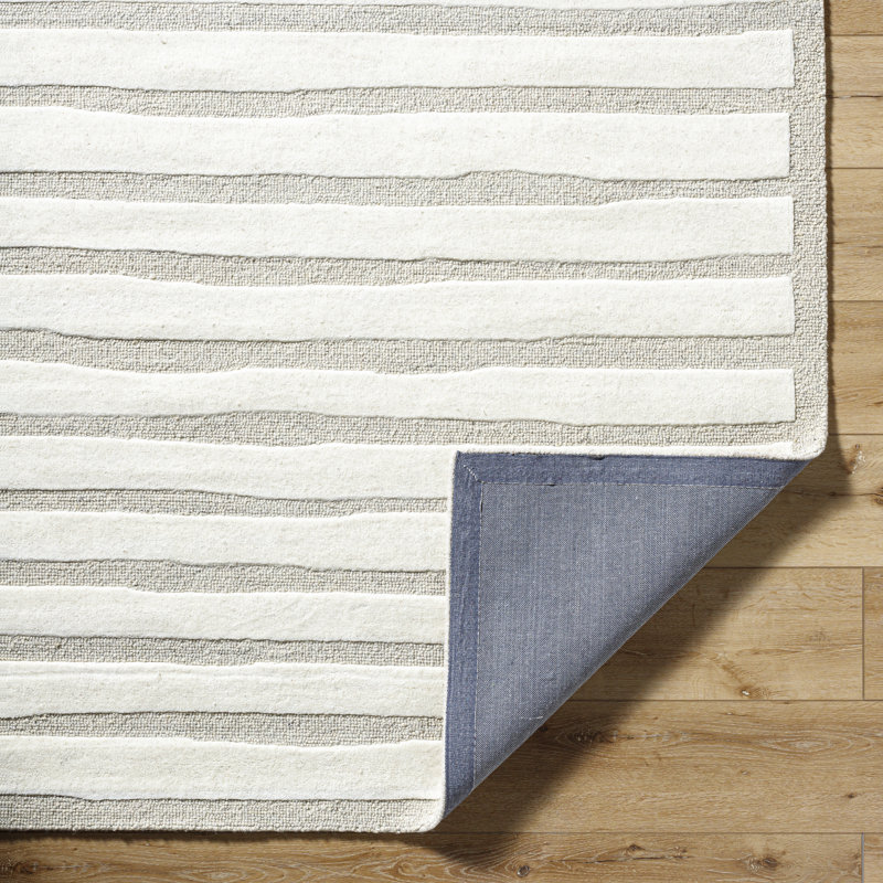 Tapis rectangulaire gris en laine touffeté à la main Triton, Rectangle 2 pi x 3 pi