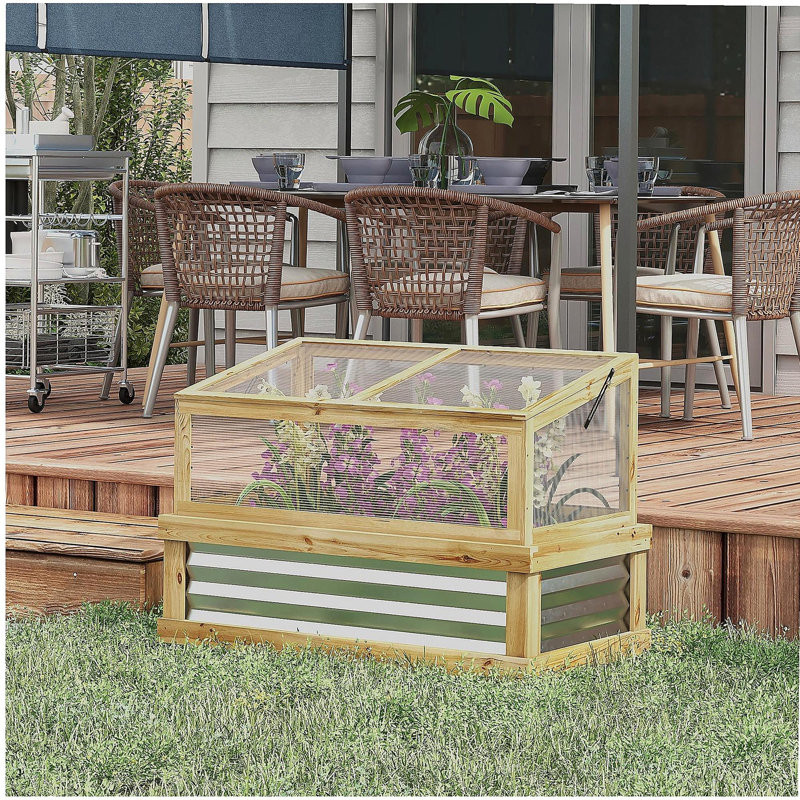 Lit de jardin surélevé avec serre en polycarbonate Outsunny
