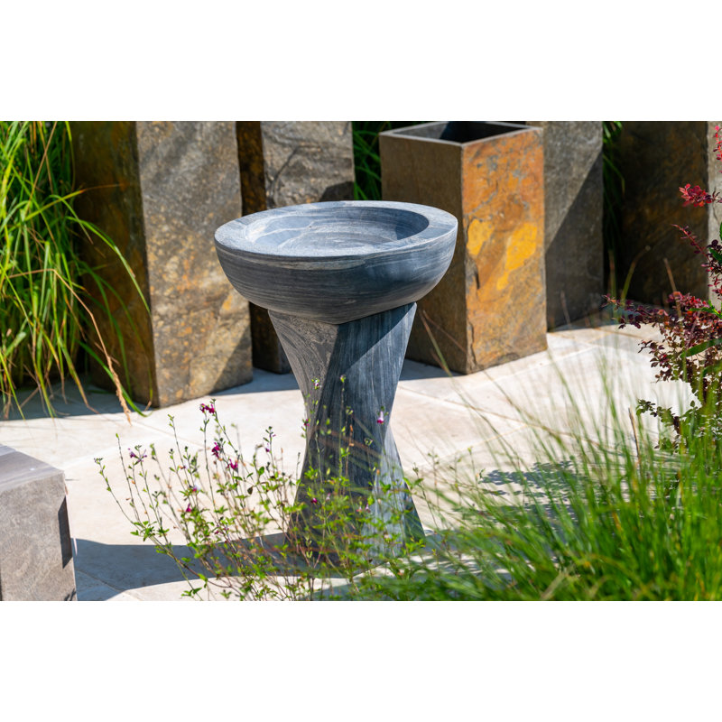 Jolene Natural Stone Tiered Birdbath
