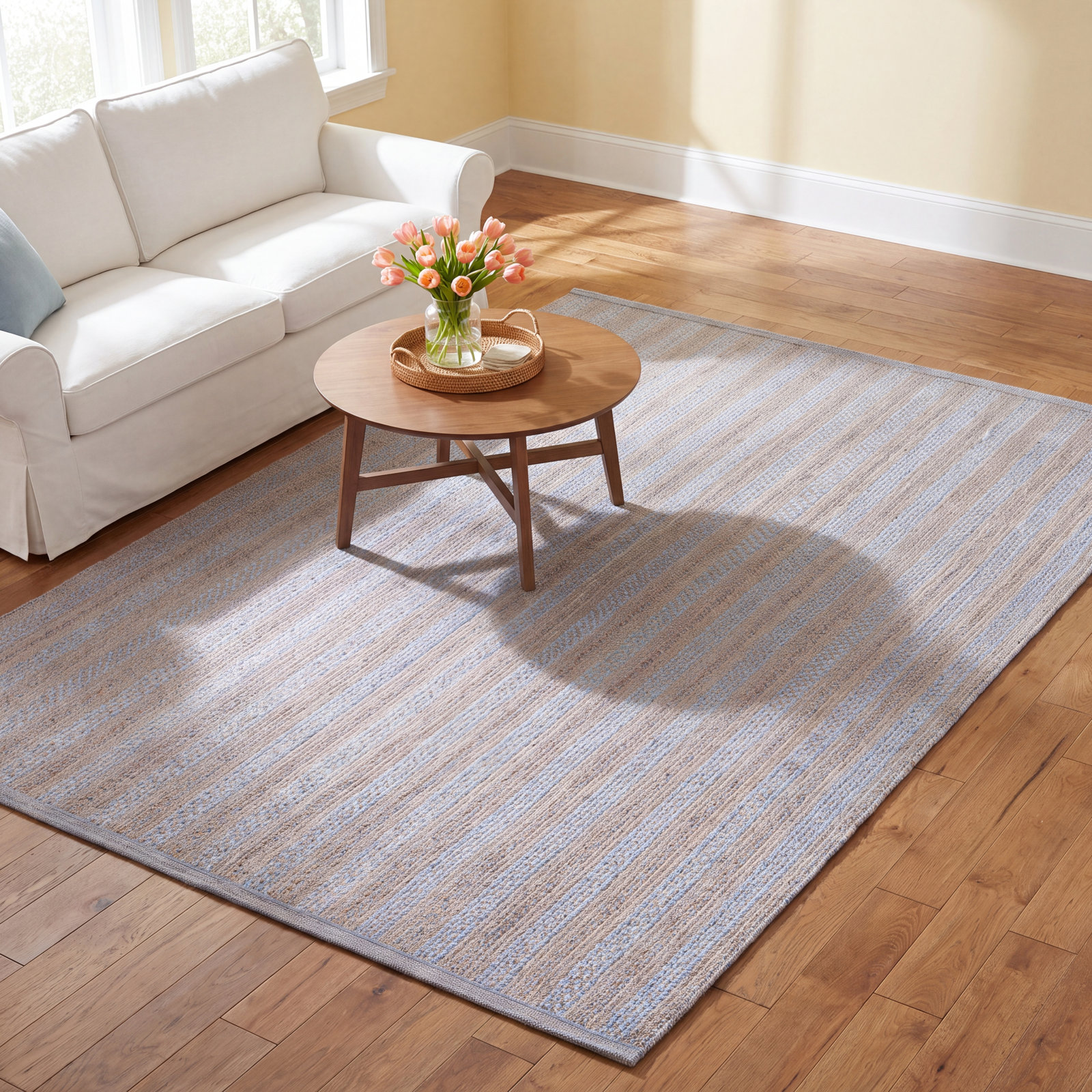 Dieterich Light Blue Hand-Woven Outdoor Rug, Rectangle 4' x 6'