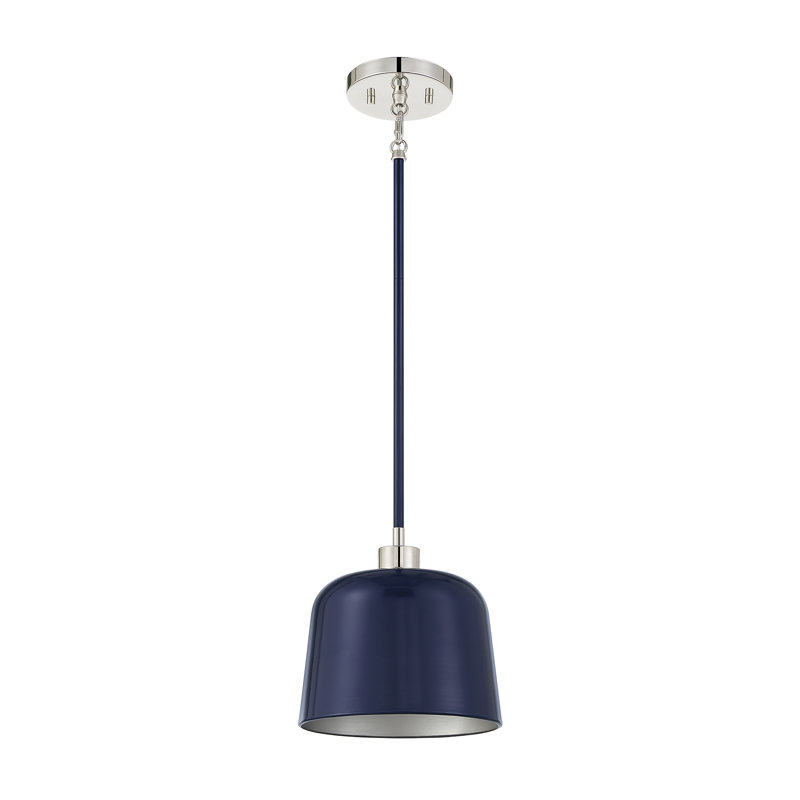 Ellisville 1 - Light Single Empire Pendant, Polished Nickel/Navy Blue