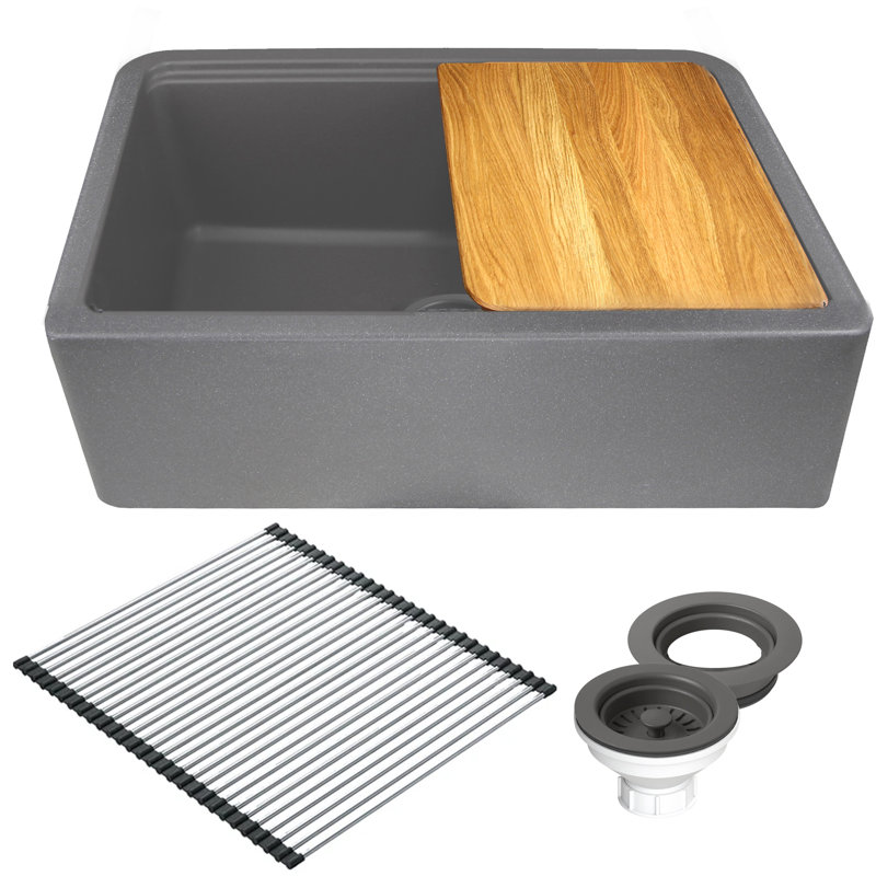 Plymouth 29.75'' L Single Basin Kitchen Sink, Dark Gray Titanium