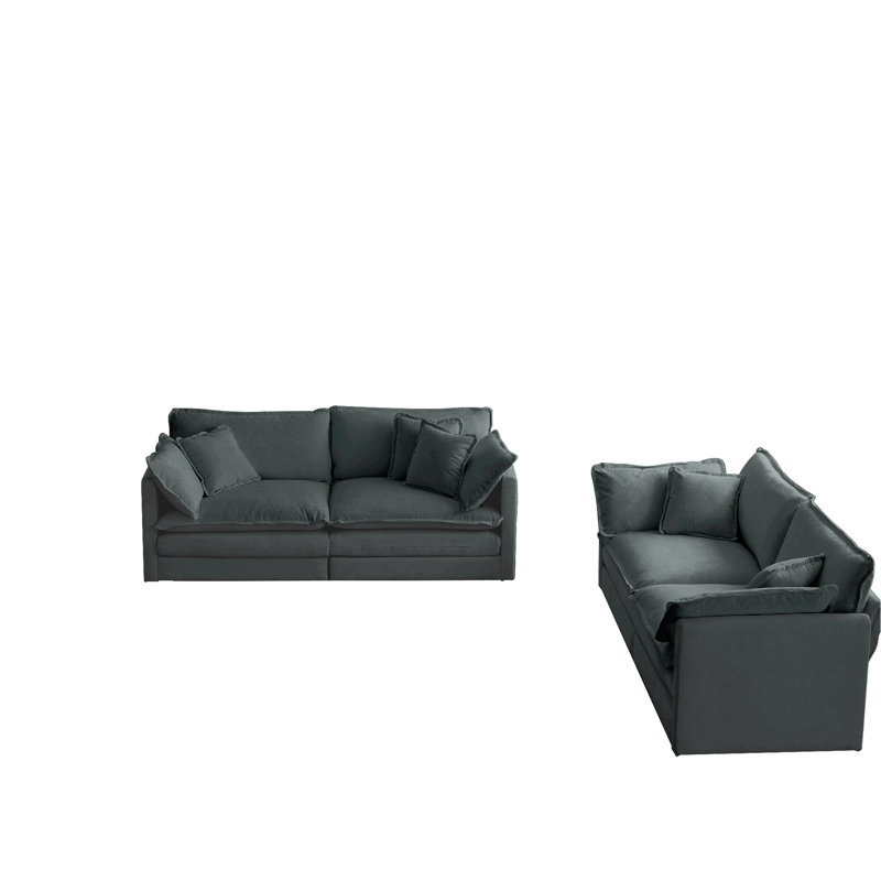2 pour le salon: chenille grise. Support en bois massif, tissu respirant, éponge. Siège reconfigurable, assemblage facile