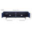 Meuble télé 70 po pour téléviseur de 75 po ou moins avec portes cannelées, rangement et gestion des câbles - Console média moderne bleu foncé Mid-Century pour le salon | Whitman-993668881-948202710
