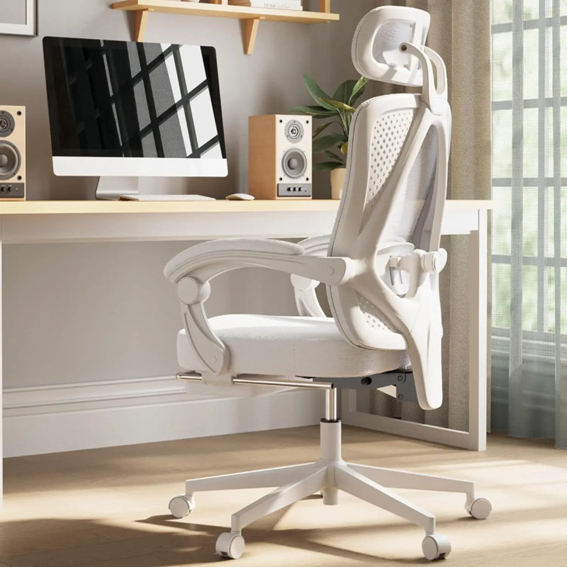 Ergonomic High Back Office Chair With Wide Thick Seat Cushion,adjustable Lumbar Support, Footrest And Backrest, White