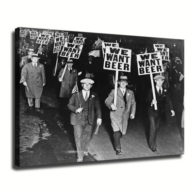 Prohibition We Want Beer Canvas Wall Art Framed Ready to Hang Living Room Bedroom Home Decor
