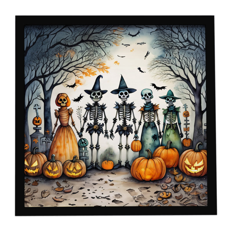 Calacas Skeletons Spooky Halloween Framed Metal Print