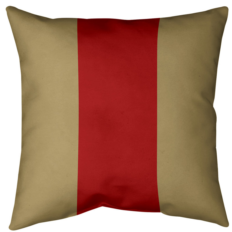 Housse de coussin jeté , Doré / rouge, 16 po x 1 po, Polyester filé