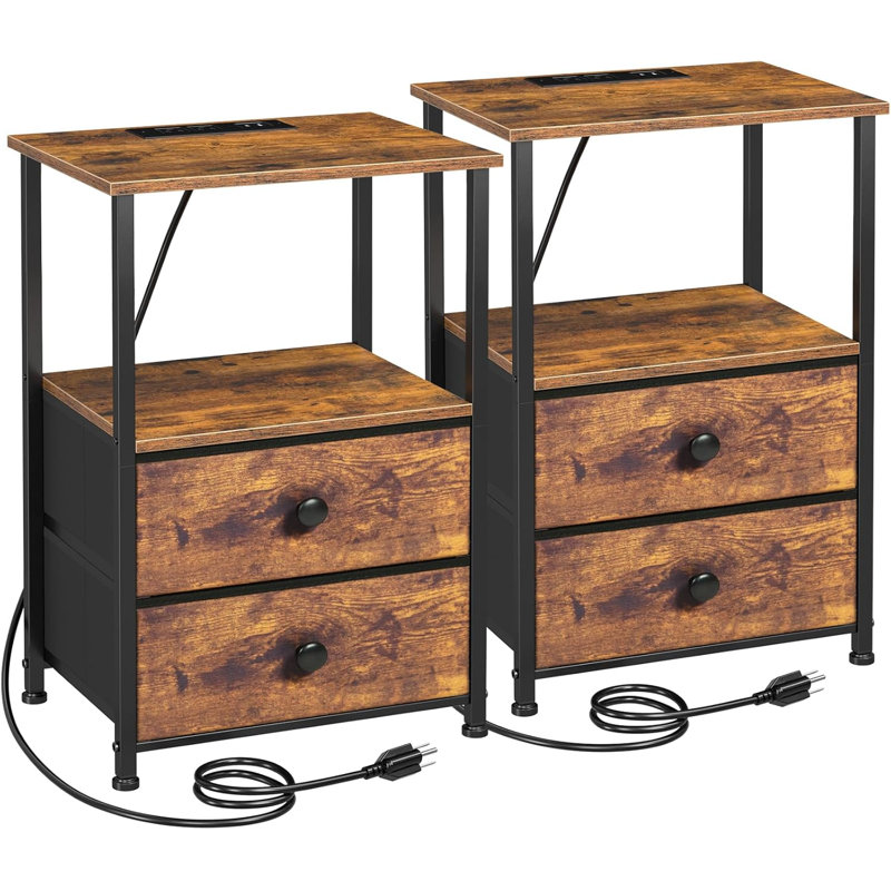 Bedside Table With Charging Station