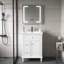 Meuble-lavabo autoportant 24 po blanc avec lavabo en céramique, tiroir ajustable et rangement fermé-1840400421